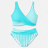 Bikini croisé rayé